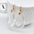 Stylish gold hook tear drop shape transparent cute clear acrylic earrings